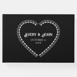 Zwart-wit minimalistische gotische bruiloft gastenboek