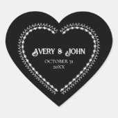 Zwart-wit minimalistische gotische bruiloft hart sticker (Voorkant)