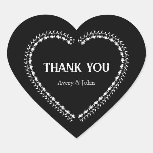 Zwart-wit minimalistische gotische bruiloft hart sticker (Voorkant)