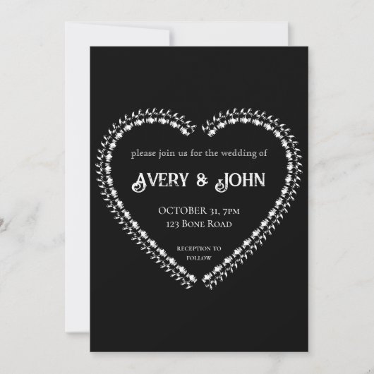 Zwart-wit minimalistische gotische bruiloft kaart (Voorkant)