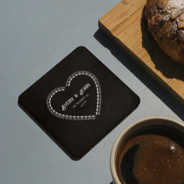 Zwart-wit minimalistische gotische bruiloft kartonnen onderzetters