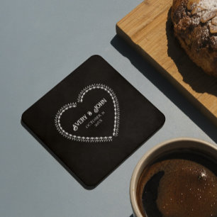 Zwart-wit minimalistische gotische bruiloft kartonnen onderzetters