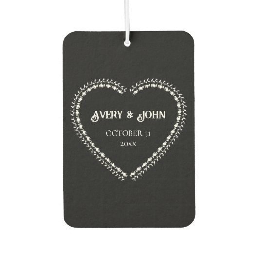 Zwart-wit minimalistische gotische bruiloft luchtverfrisser (Voorkant)