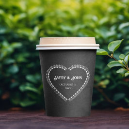 Zwart-wit minimalistische gotische bruiloft papieren bekers