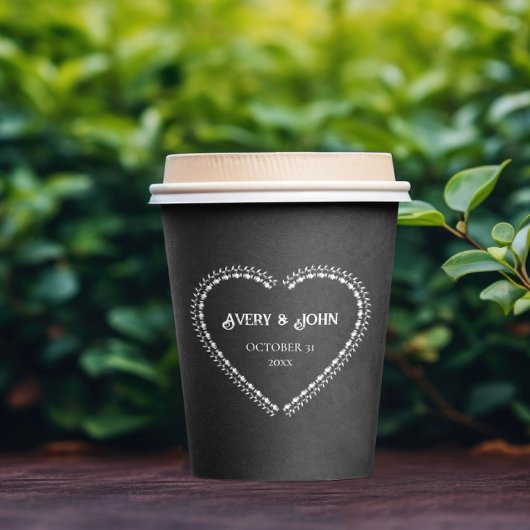 Zwart-wit minimalistische gotische bruiloft papieren bekers