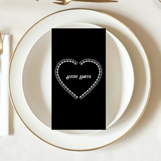 Zwart-wit minimalistische gotische bruiloft plaatskaartje