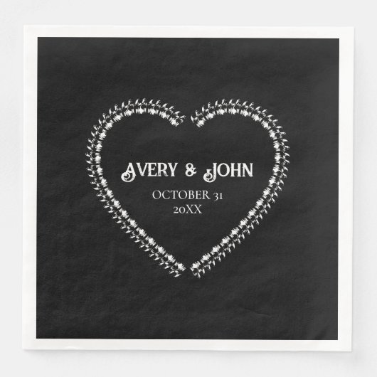 Zwart-wit minimalistische gotische bruiloft servet (Voorkant)