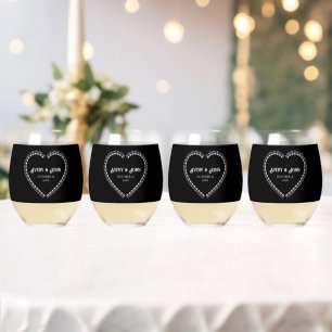 Zwart-wit minimalistische gotische bruiloft wijnglas zonder voet