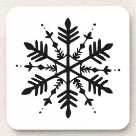 Zwart-wit minimalistische grafische sneeuwvlok bier onderzetter