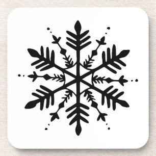 Zwart-wit minimalistische grafische sneeuwvlok bier onderzetter