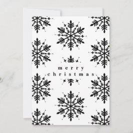 Zwart-wit minimalistische grafische sneeuwvlok feestdagenkaart