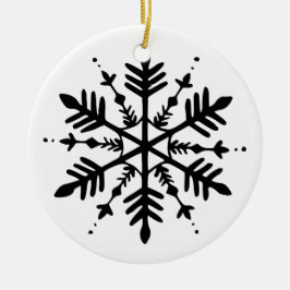 Zwart-wit minimalistische grafische sneeuwvlok keramisch ornament