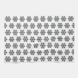 Zwart-wit minimalistische grafische sneeuwvlok theedoek