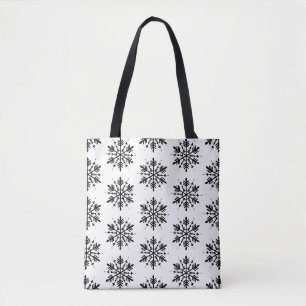Zwart-wit minimalistische grafische sneeuwvlok tote bag
