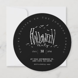 Zwart & Wit Minimalistische Halloween Party Kaart