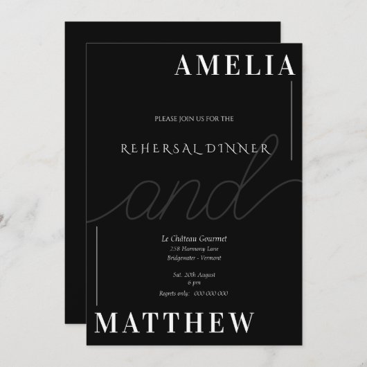 Zwart-wit Minimalistische Hersal Uitnodiging (Voorkant / Achterkant)