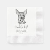 Zwart-wit minimalistische hond huisdier bruiloft servet (Voorkant)