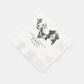 Zwart-wit minimalistische hond huisdier bruiloft servet (Hoek)