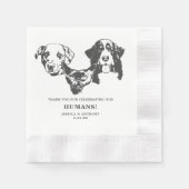 Zwart-wit minimalistische hond huisdier bruiloft servet (Voorkant)