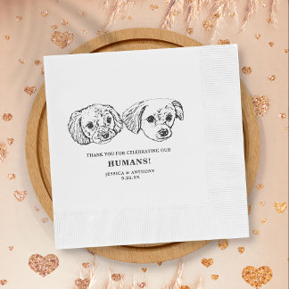 Zwart-wit minimalistische hond huisdier bruiloft servet