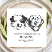 Zwart-wit minimalistische hond huisdier bruiloft servet