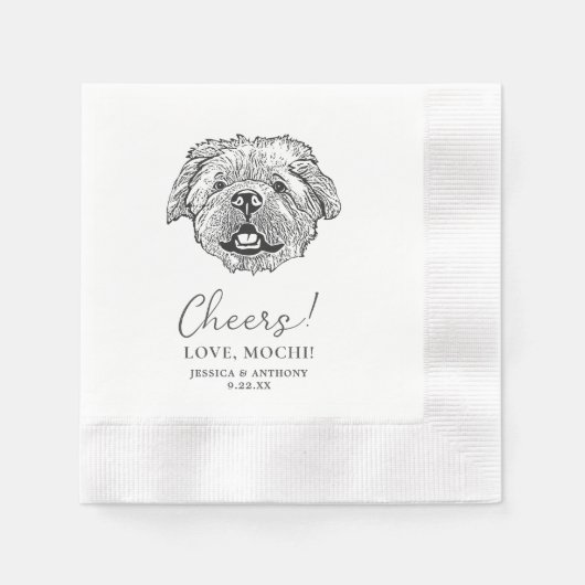 Zwart-wit minimalistische hond juicht huisdier bru servet (Voorkant)