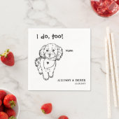 Zwart-wit minimalistische hondenportret bruiloft servet (Insitu)