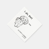 Zwart-wit minimalistische hondenportret bruiloft servet (Hoek)