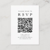 Zwart-Wit Minimalistische Huwelijks QR-code Informatiekaartje (Voorkant)