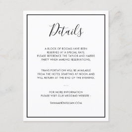 Zwart & Wit Minimalistische Huwelijksdetails kaart