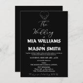 Zwart-wit minimalistische huwelijksuitnodiging Kaa Informatiekaartje (Voorkant / Achterkant)