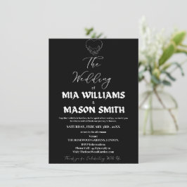 Zwart-wit minimalistische huwelijksuitnodiging Kaa Informatiekaartje