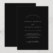 Zwart Wit Minimalistische Huwelijksuitnodiging Kaart (Voorkant / Achterkant)