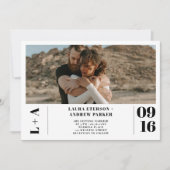 Zwart wit minimalistische initialen 1 foto bruilof kaart (Voorkant)