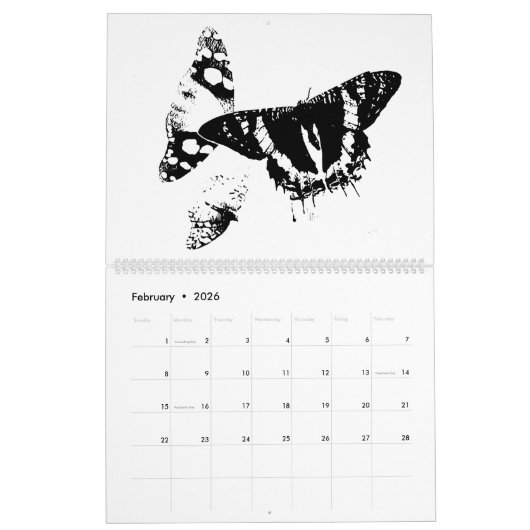 Zwart-wit minimalistische insecten - Bugs 2022 Kalender (Feb 2026)