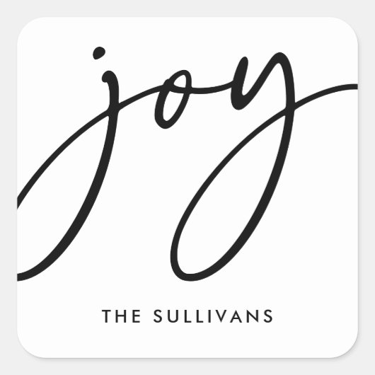 Zwart-wit minimalistische Joy Holiday Sticker (Voorkant)