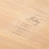 Zwart-wit minimalistische kalligrafie bruiloft acryl uitnodigingen (Laagn)