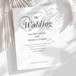 Zwart-wit minimalistische kalligrafie bruiloft kaart