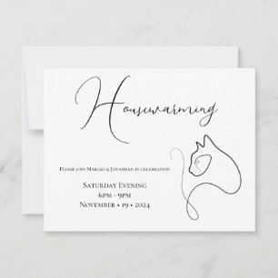 Zwart-wit minimalistische kattenliefhebber Housewa Kaart