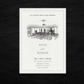 Zwart-wit minimalistische kerkelijke bruiloft kaart