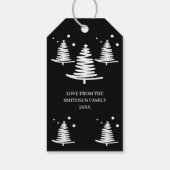 Zwart wit minimalistische kerstbomen cadeau Labels Cadeaulabel (Achterkant)