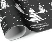Zwart wit minimalistische kerstbomen cadeaupapier (Rol Hoek)