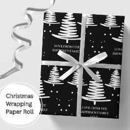 Zwart wit minimalistische kerstbomen cadeaupapier