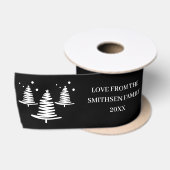 Zwart wit minimalistische kerstbomen satijnen lint (Spoel)
