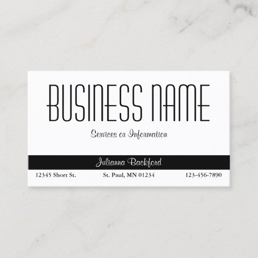 Zwart-wit minimalistische klassieker visitekaartje (Voorkant)