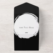 Zwart-wit minimalistische kroon bruiloft all in one uitnodiging (Buitenkant)