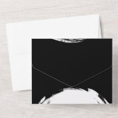 Zwart-wit minimalistische kroon bruiloft all in one uitnodiging (Achterkant)