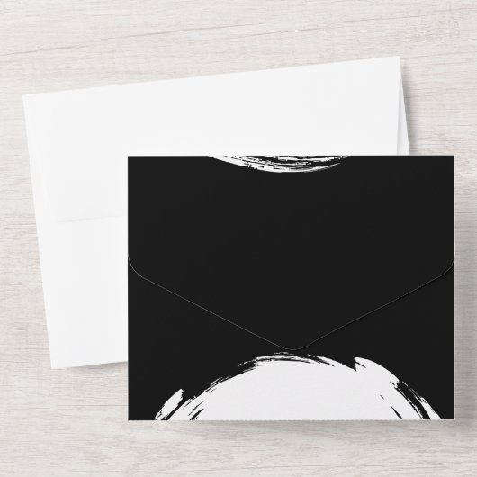 Zwart-wit minimalistische kroon bruiloft all in one uitnodiging (Achterkant)