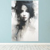 Zwart-wit minimalistische kunst | Etherische essen Canvas Afdruk (Insitu (Houten vloer))