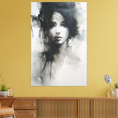 Zwart-wit minimalistische kunst | Etherische essen Canvas Afdruk (Insitu (Woonkamer))